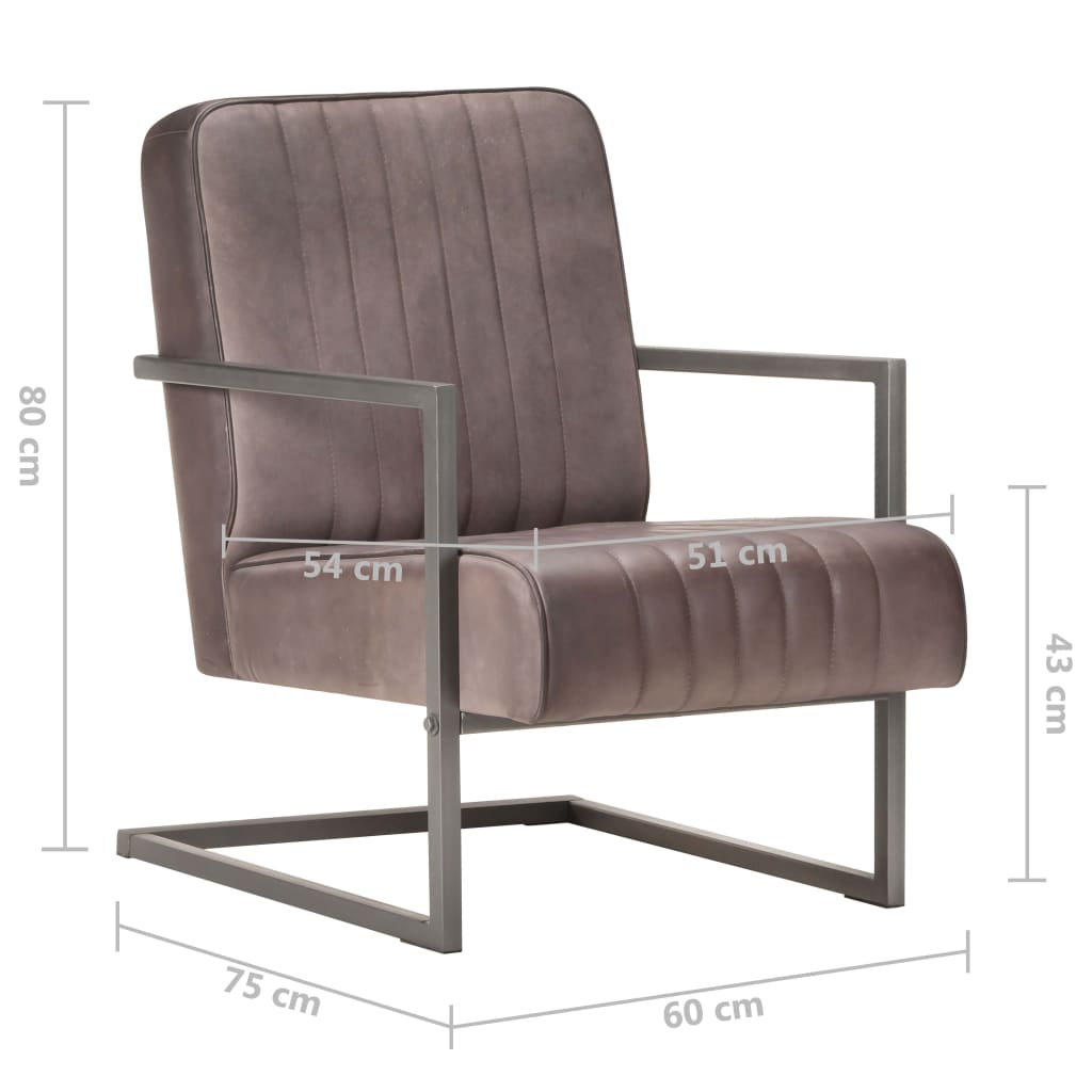 Fauteuil echt leer bruin