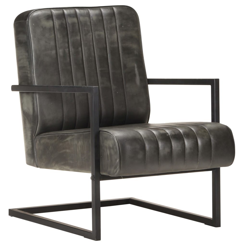 Fauteuil echt leer bruin