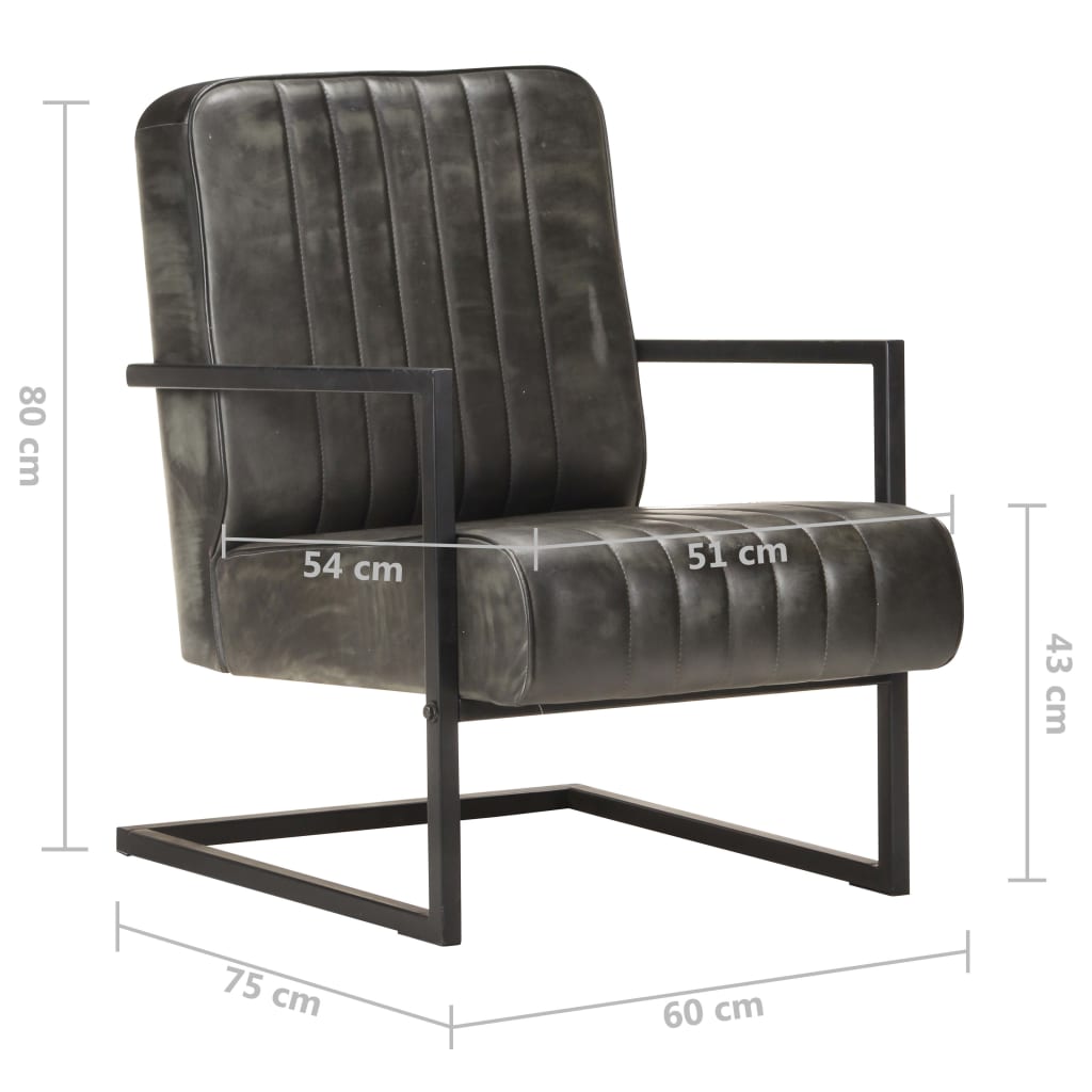 Fauteuil echt leer bruin