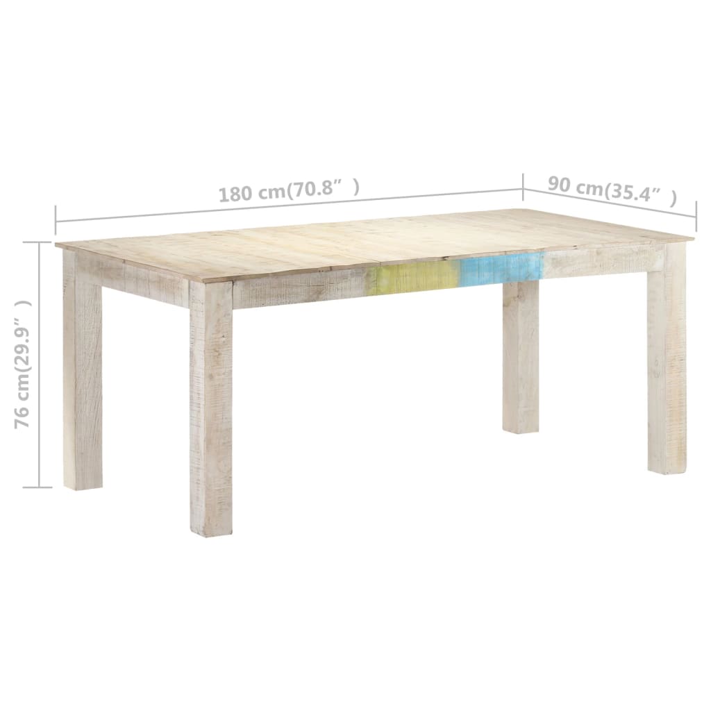 Eettafel 180x90x76 cm massief mangohout wit