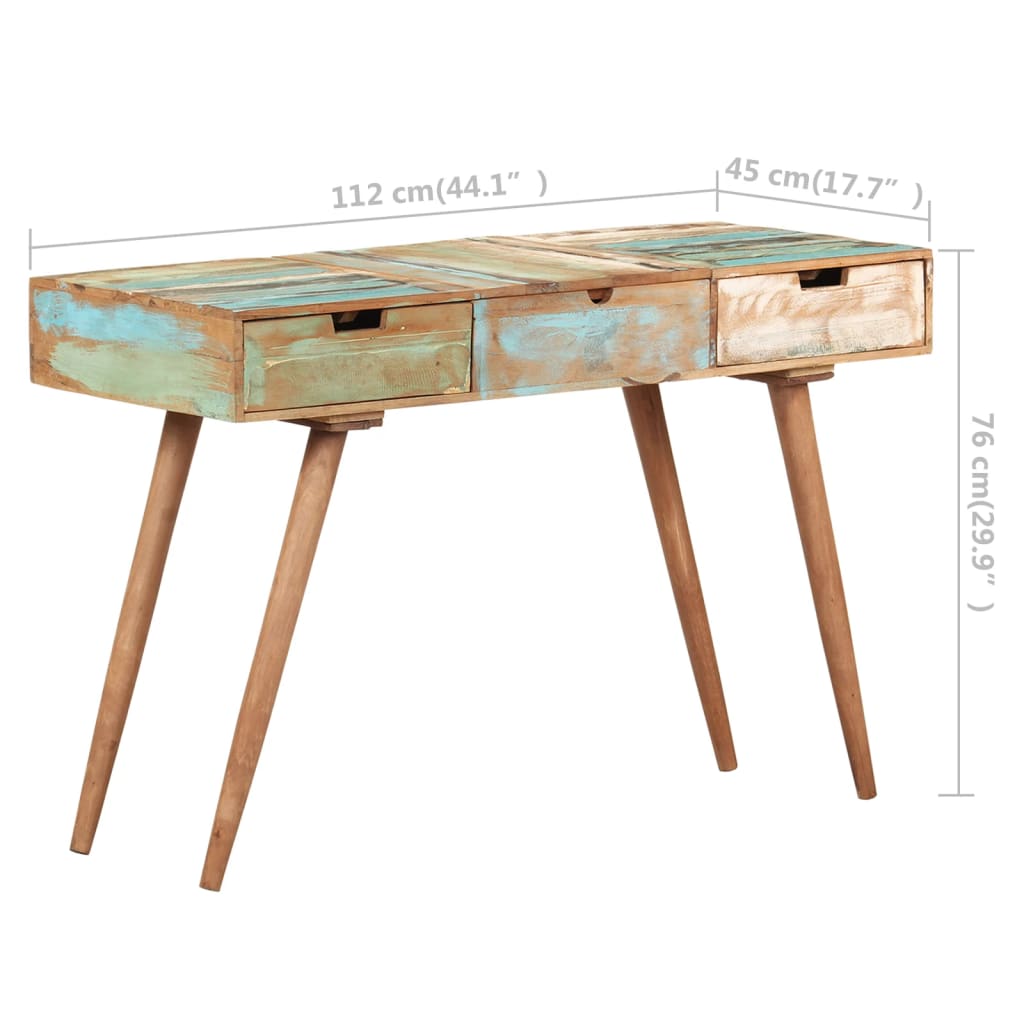 Kaptafel met spiegel 112x45x76 cm massief gerecycled hout