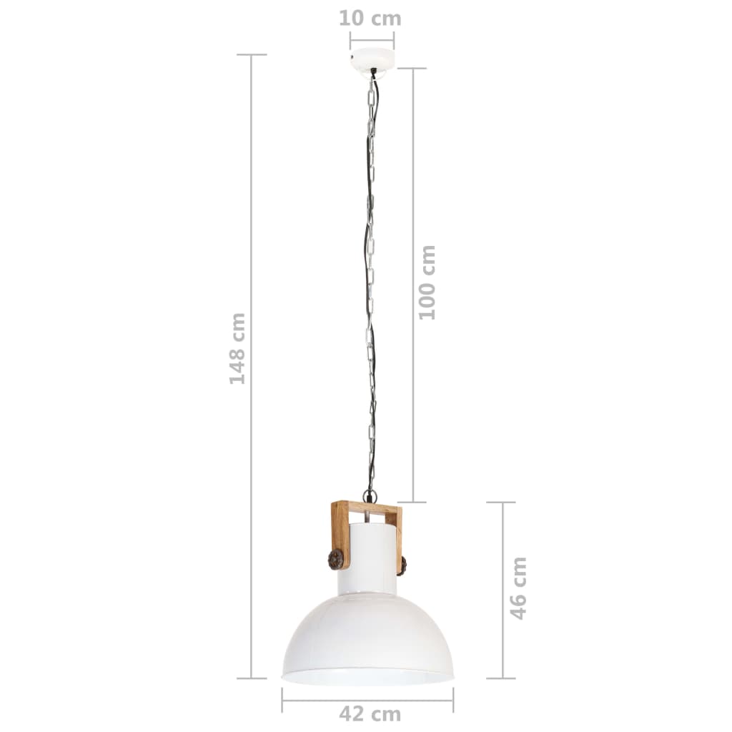 Hanglamp industrieel rond 25 W E27 52 cm mangohout grijs