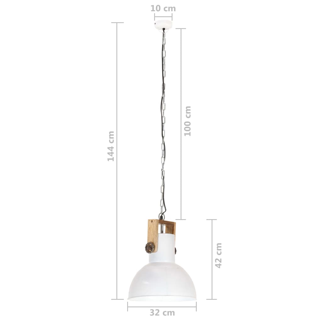 Hanglamp industrieel rond 25 W E27 52 cm mangohout grijs