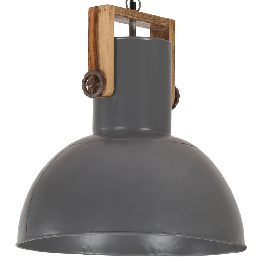 Hanglamp industrieel rond 25 W E27 52 cm mangohout grijs