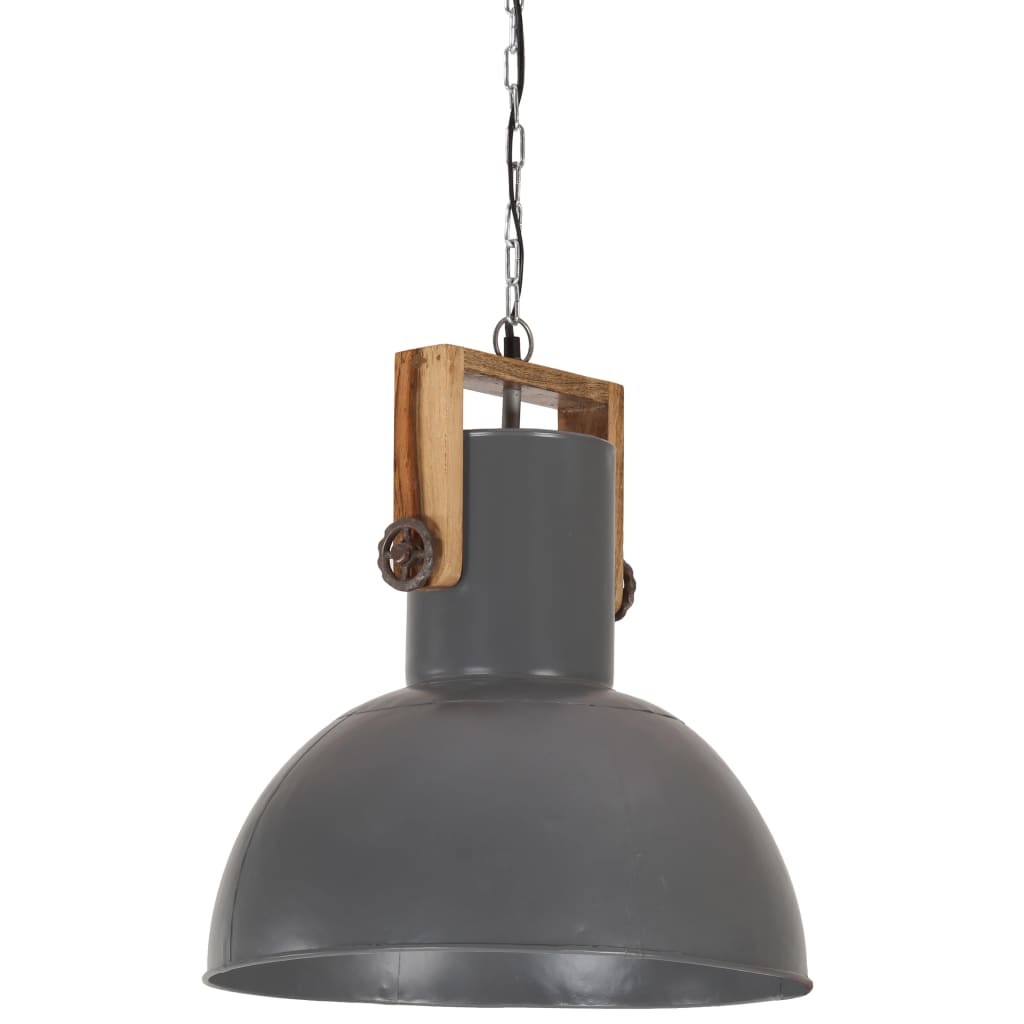 Hanglamp industrieel rond 25 W E27 52 cm mangohout grijs