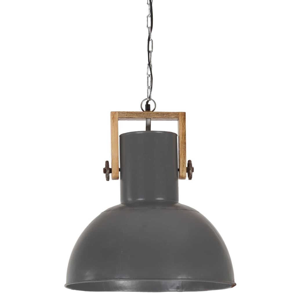 Hanglamp industrieel rond 25 W E27 52 cm mangohout grijs