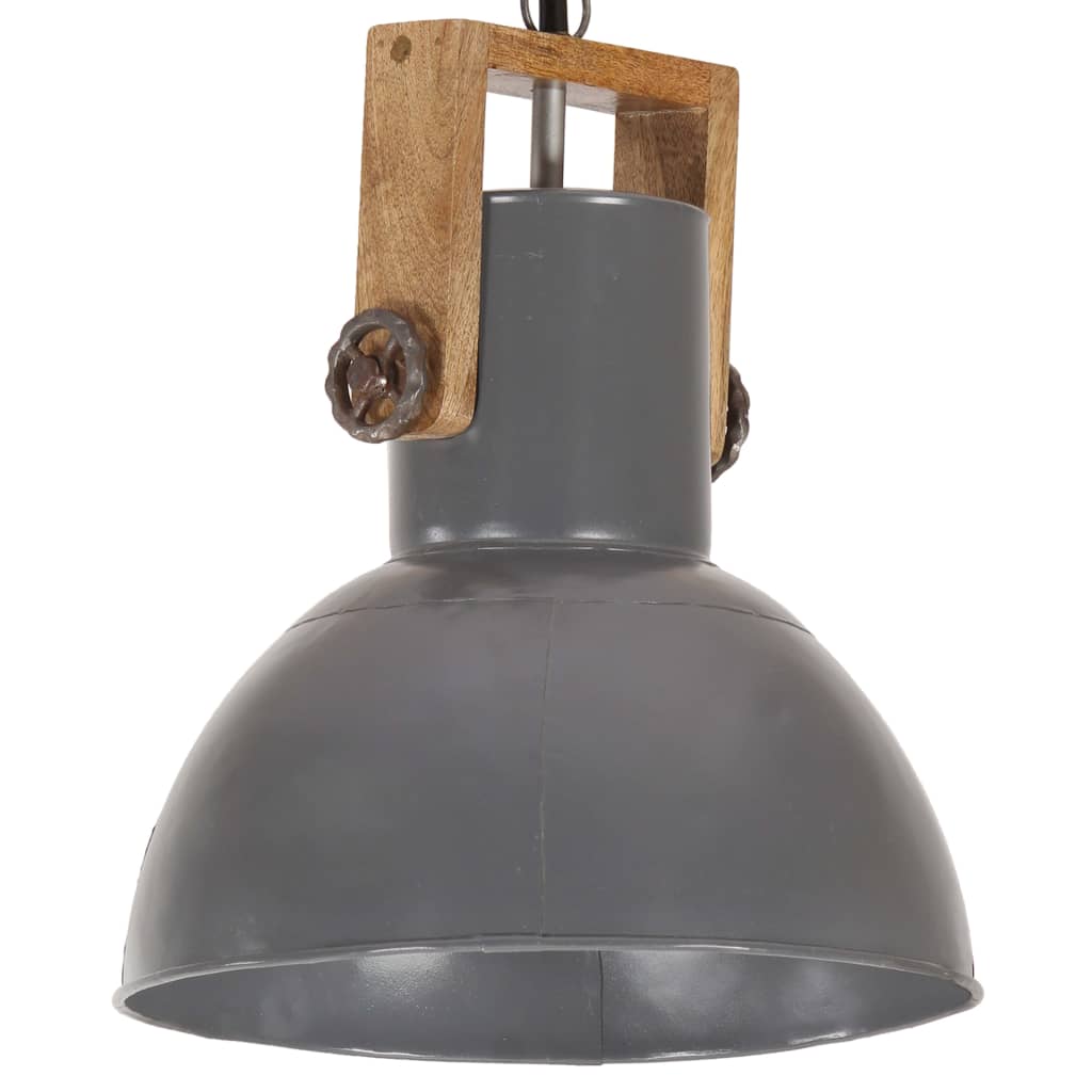 Hanglamp industrieel rond 25 W E27 52 cm mangohout grijs