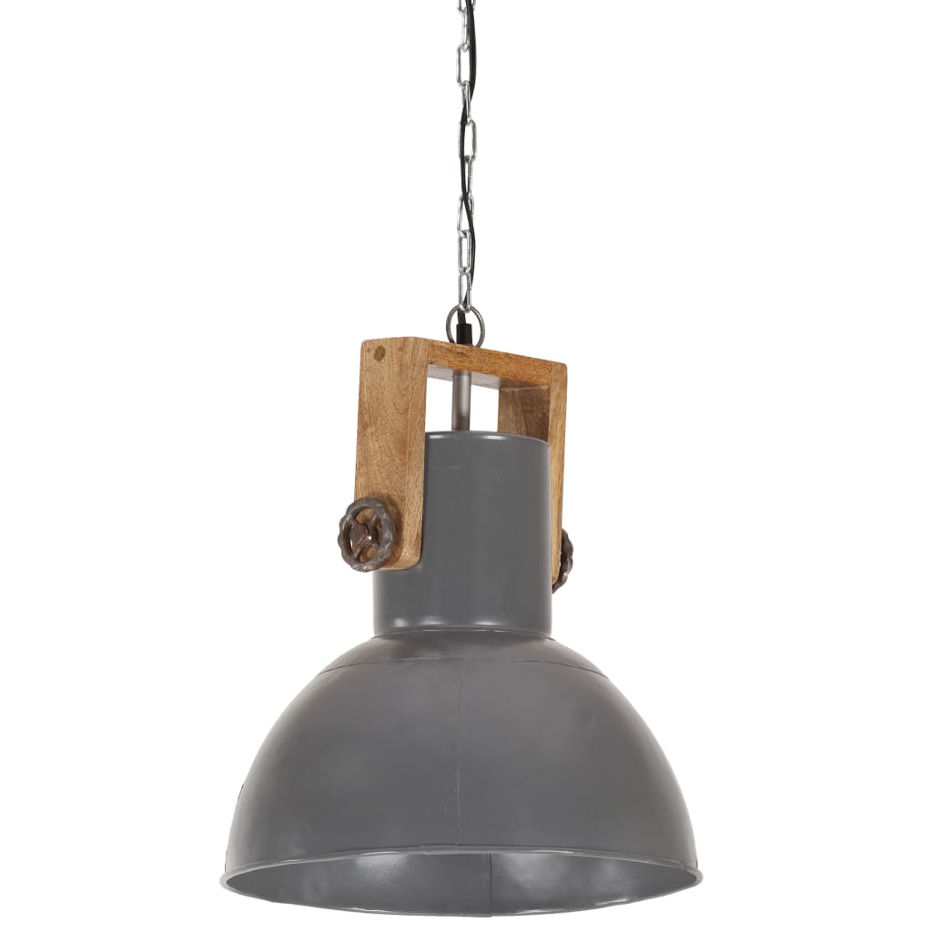 Hanglamp industrieel rond 25 W E27 52 cm mangohout grijs