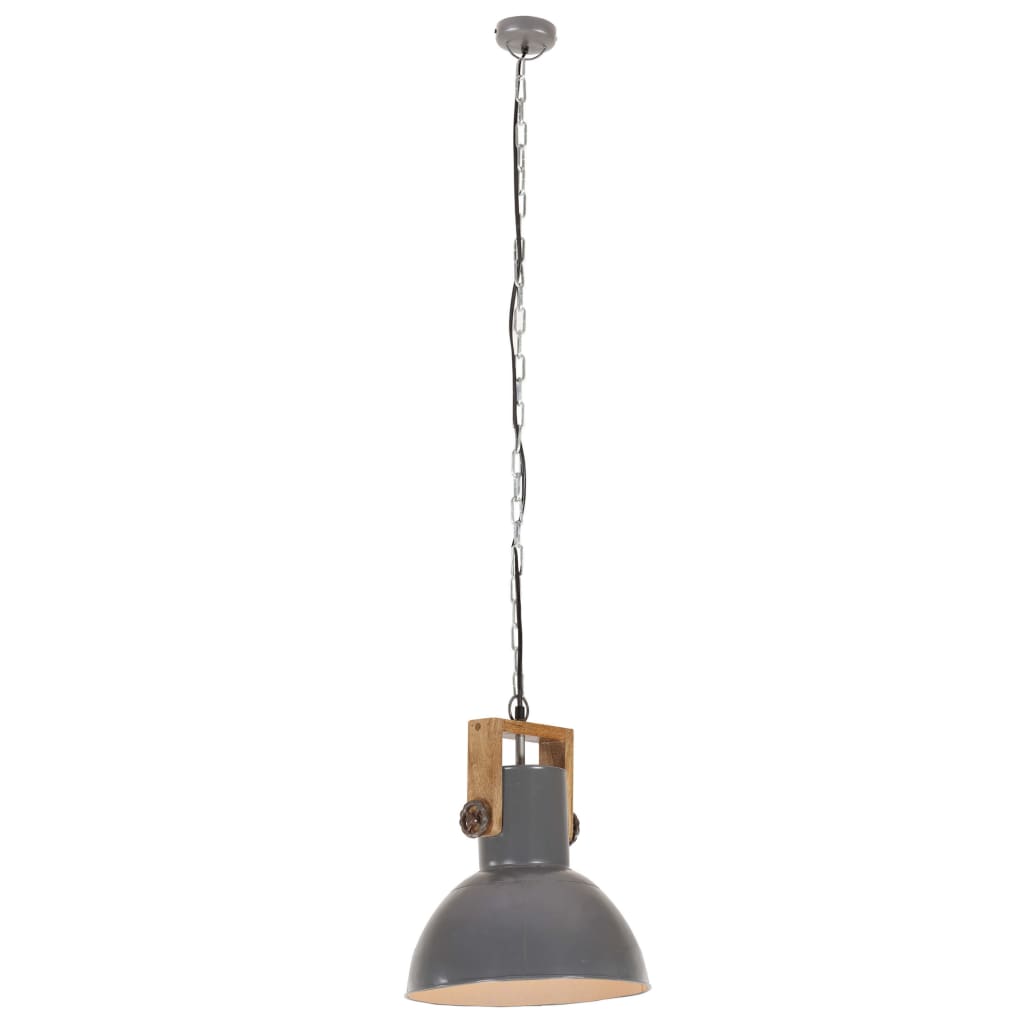 Hanglamp industrieel rond 25 W E27 52 cm mangohout grijs