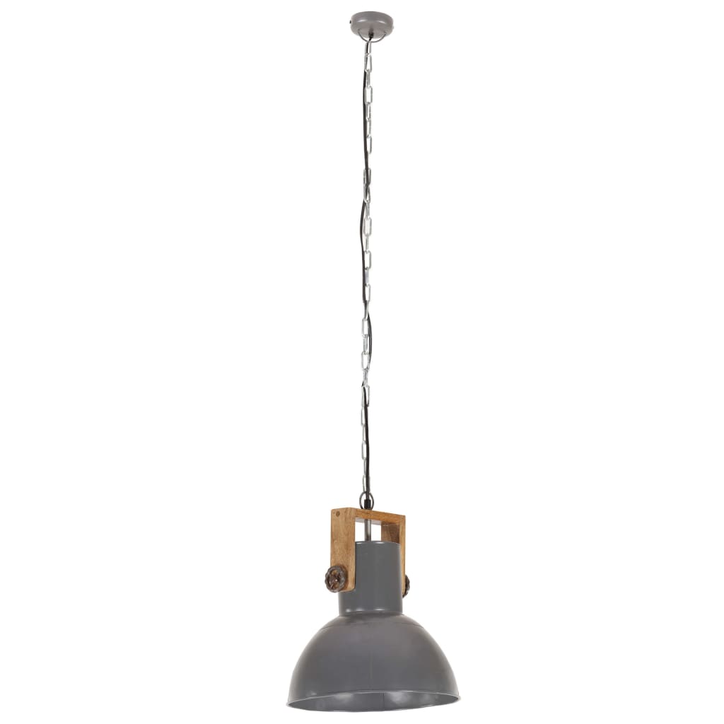 Hanglamp industrieel rond 25 W E27 52 cm mangohout grijs