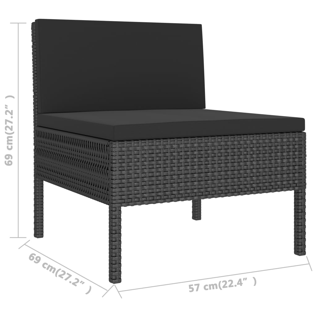 Tuinstoelen 3 st met kussens poly rattan