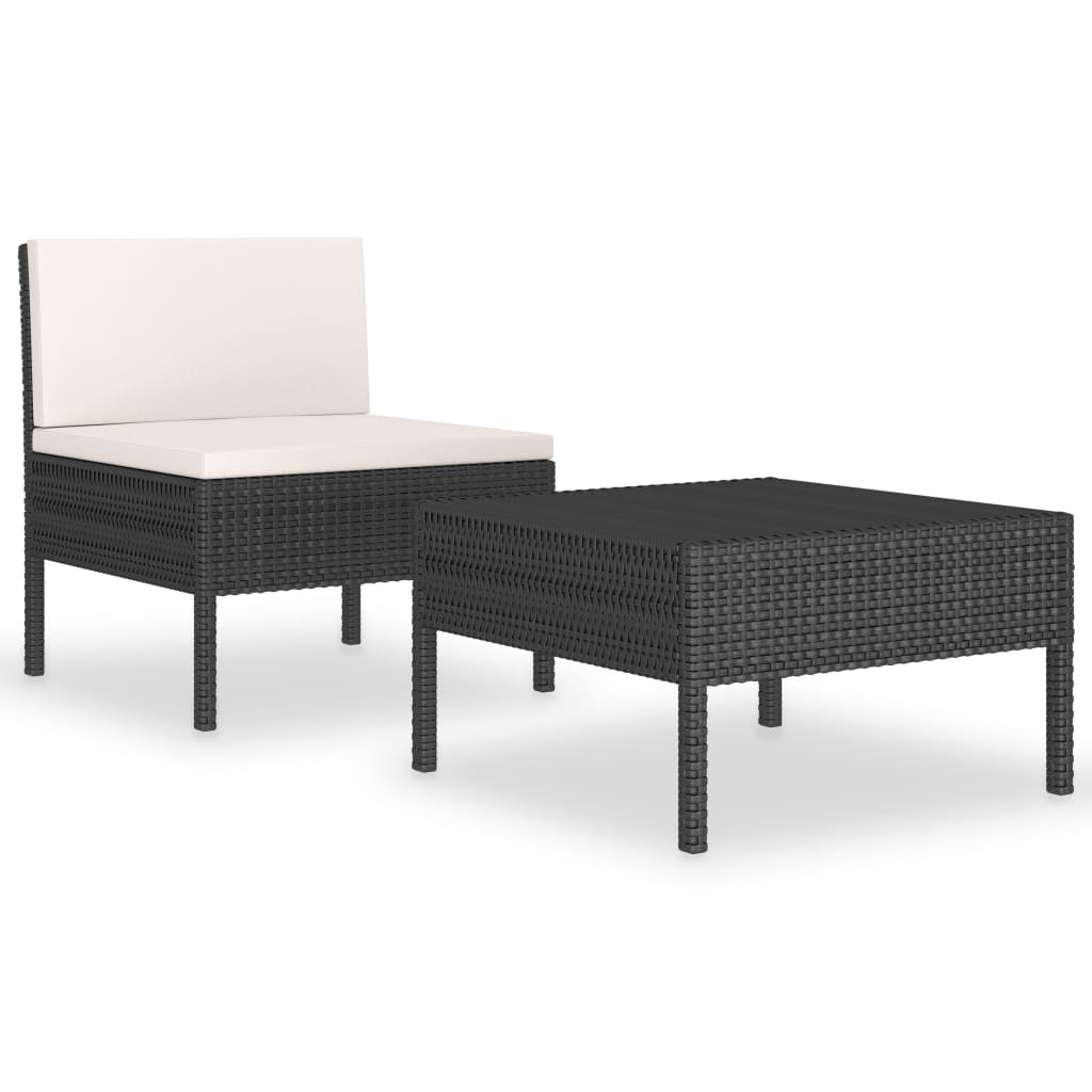 2-delige Loungeset met kussens poly rattan