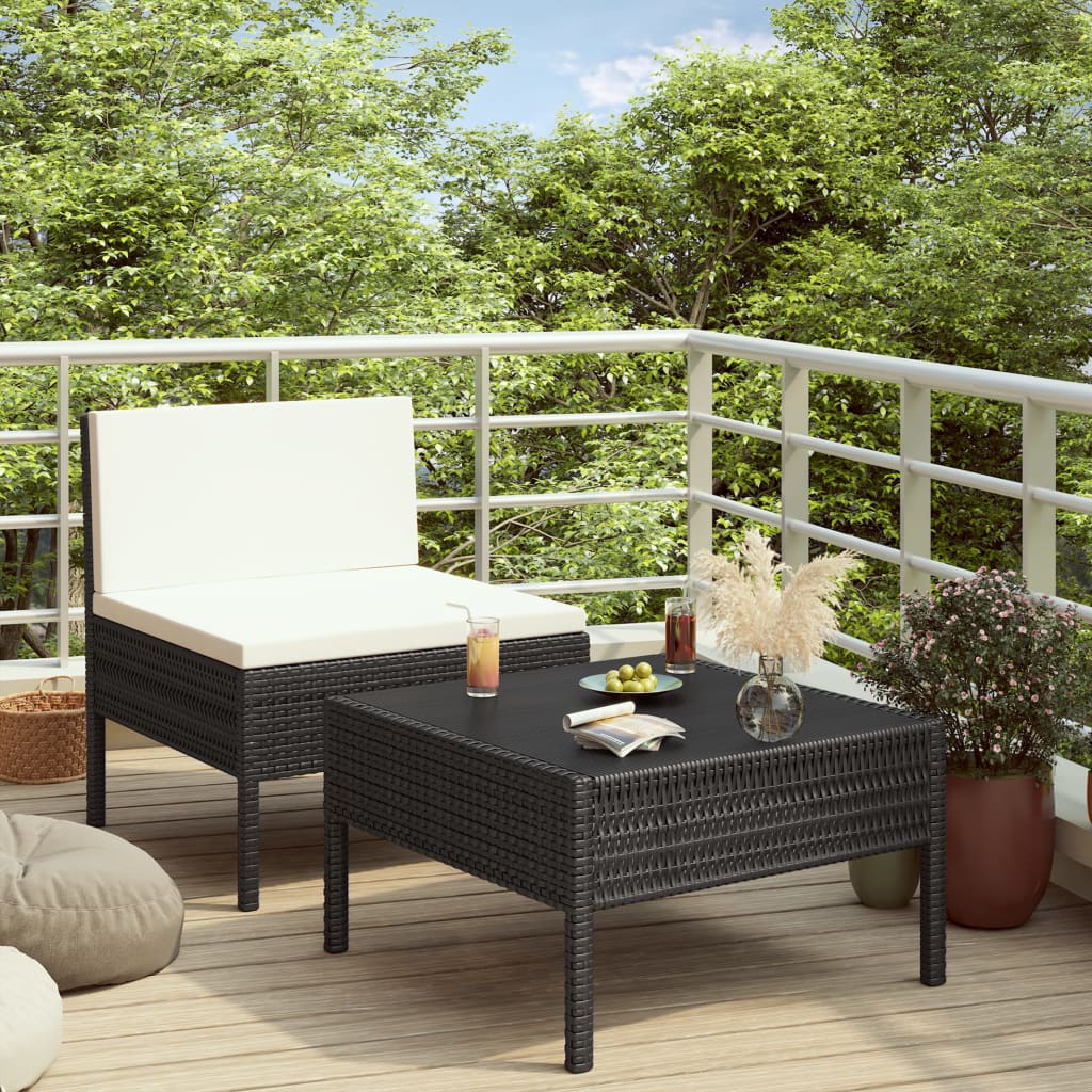 2-delige Loungeset met kussens poly rattan