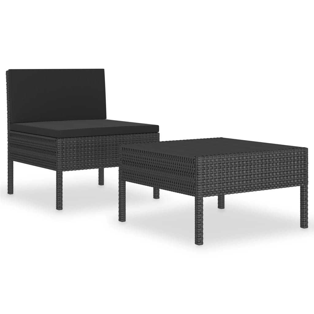 2-delige Loungeset met kussens poly rattan