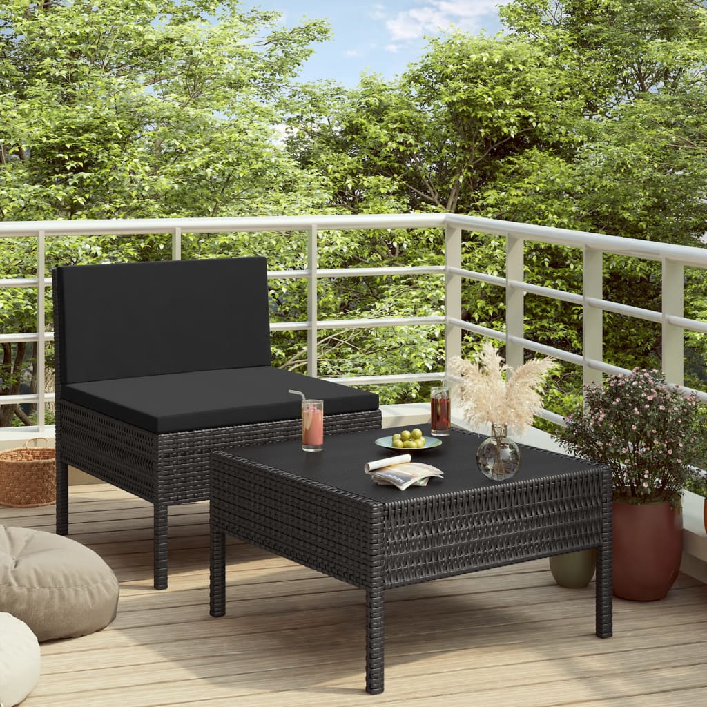 2-delige Loungeset met kussens poly rattan