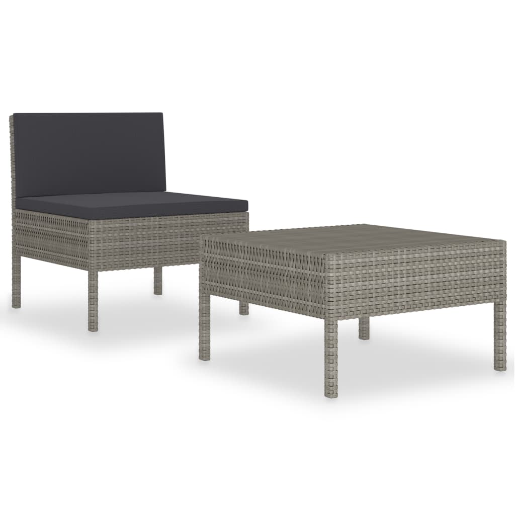 2-delige Loungeset met kussens poly rattan