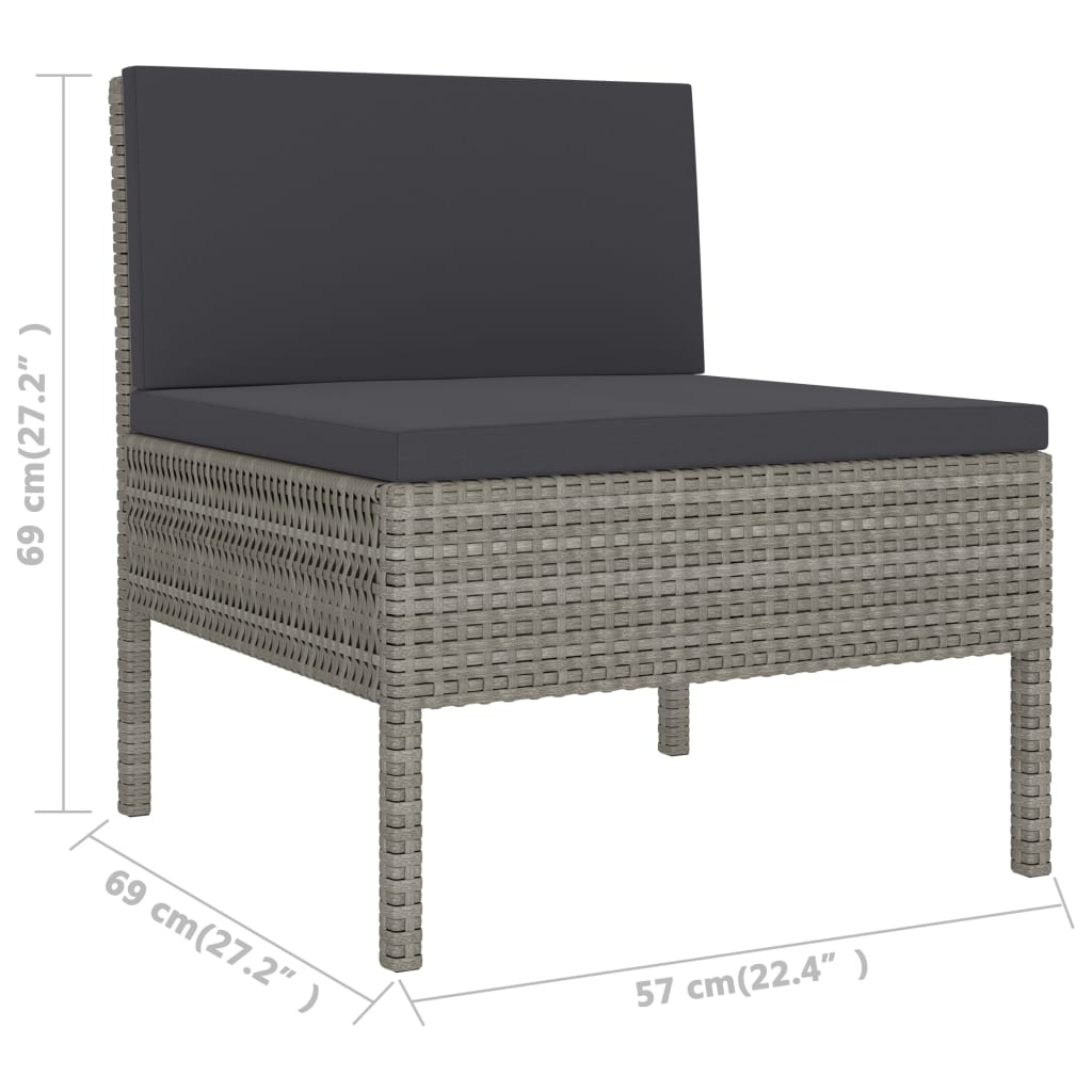 2-delige Loungeset met kussens poly rattan