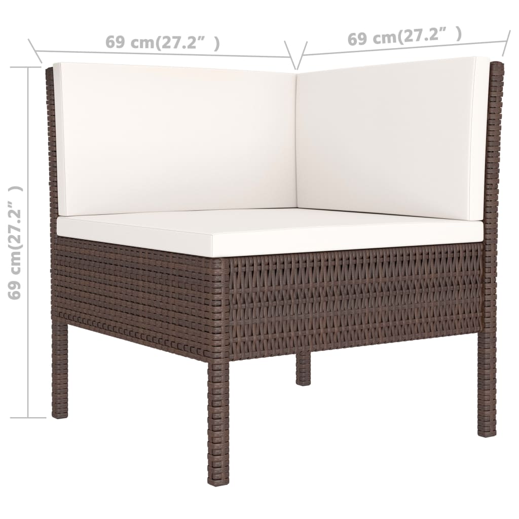 3-delige Loungeset met kussens poly rattan