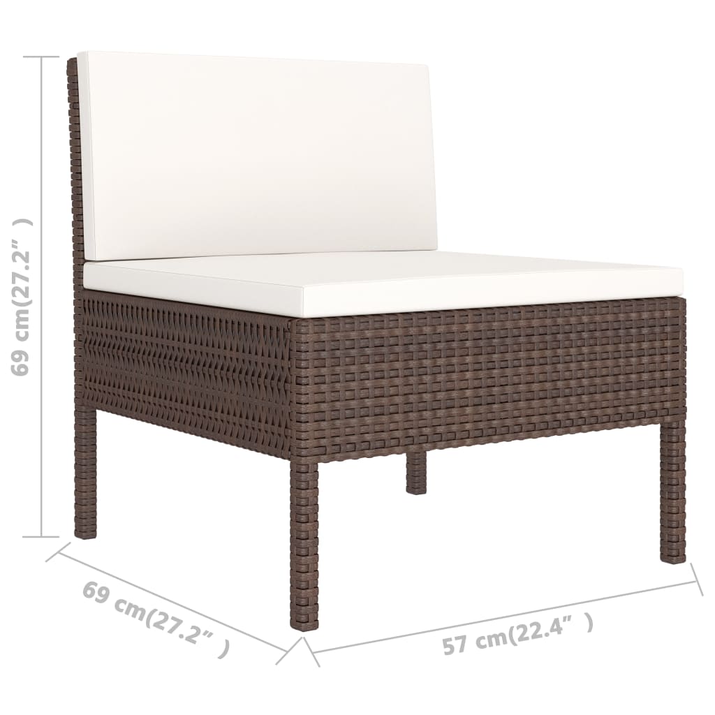 3-delige Loungeset met kussens poly rattan