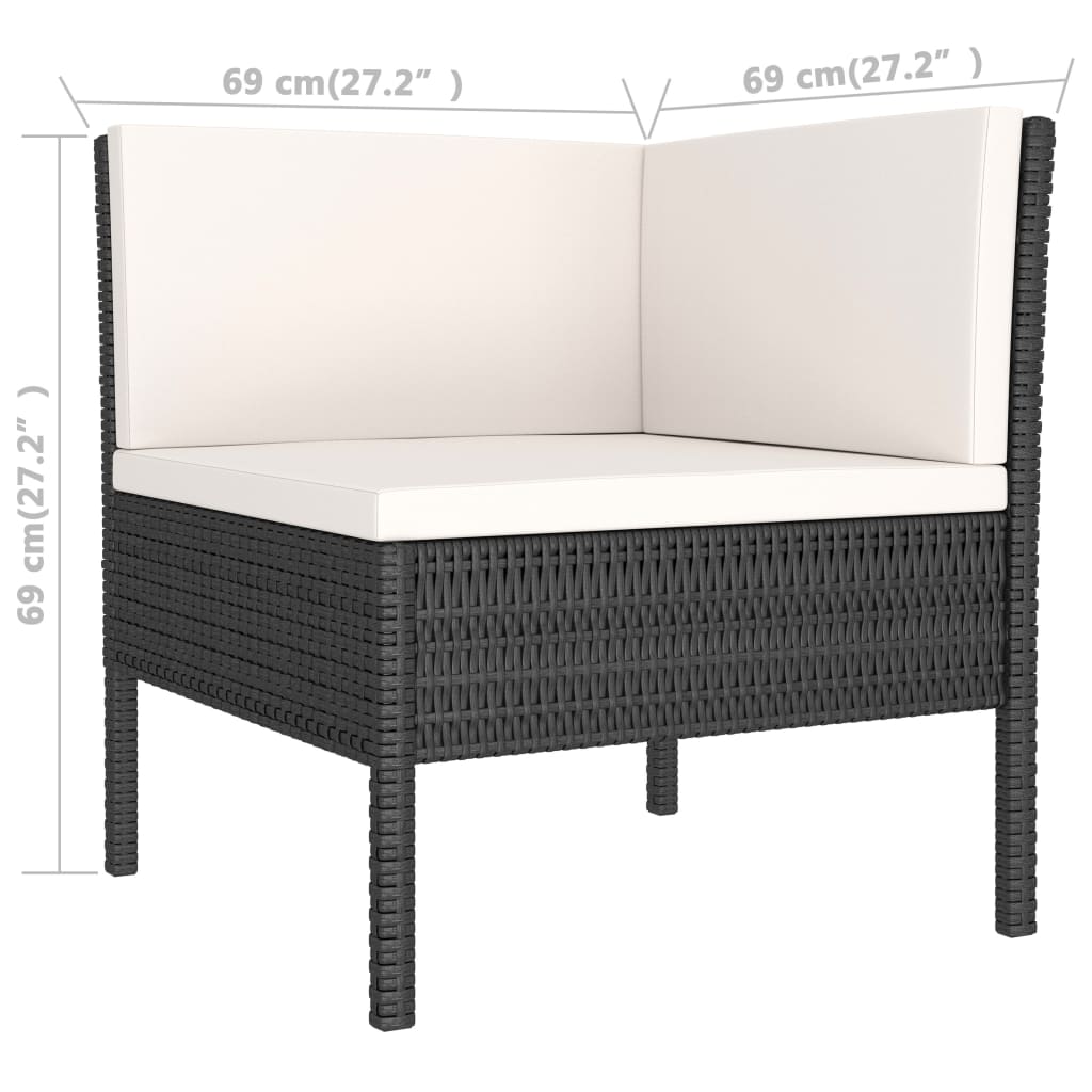 3-delige Loungeset met kussens poly rattan