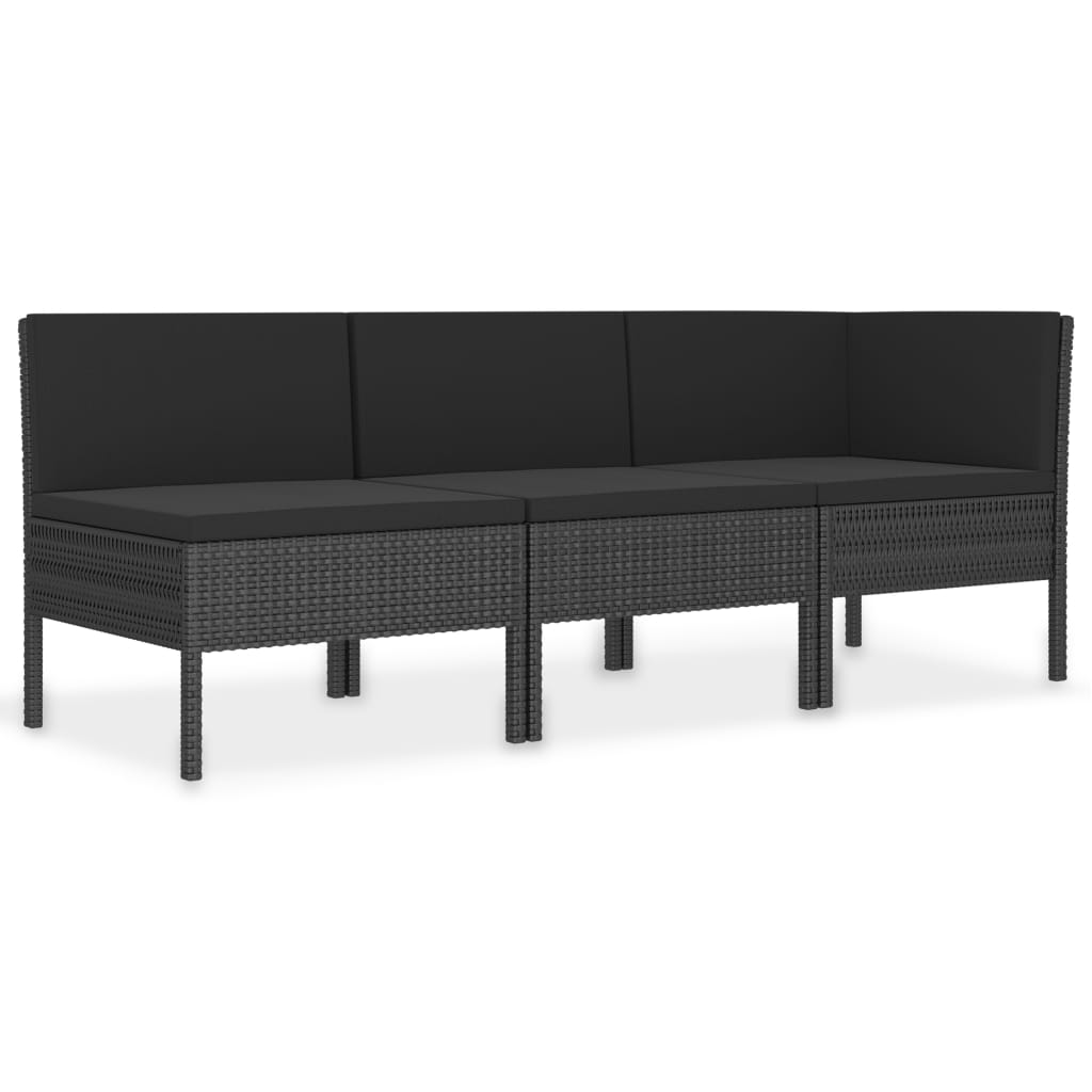 3-delige Loungeset met kussens poly rattan