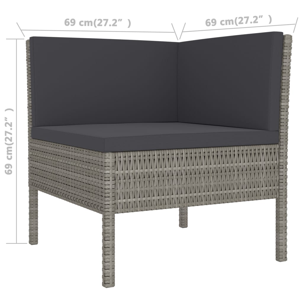 3-delige Loungeset met kussens poly rattan