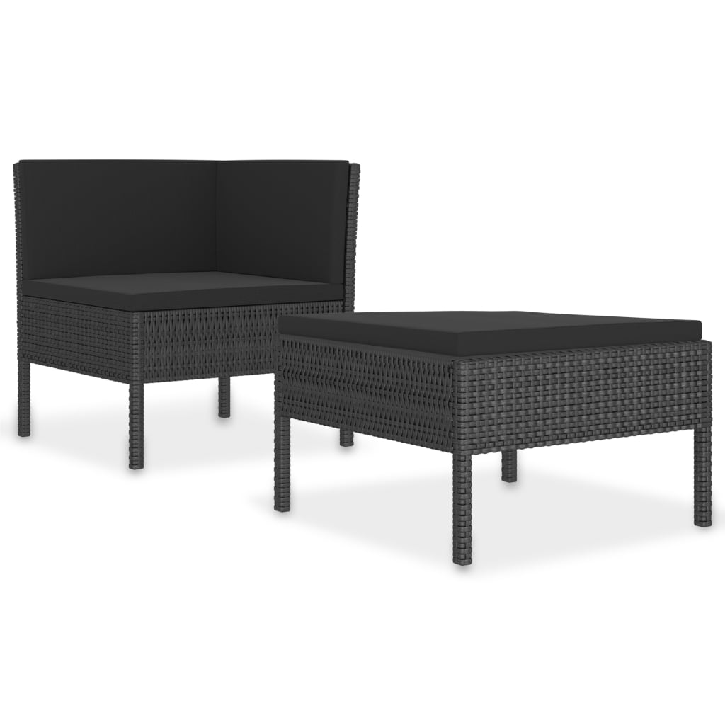 2-delige Loungeset met kussens poly rattan