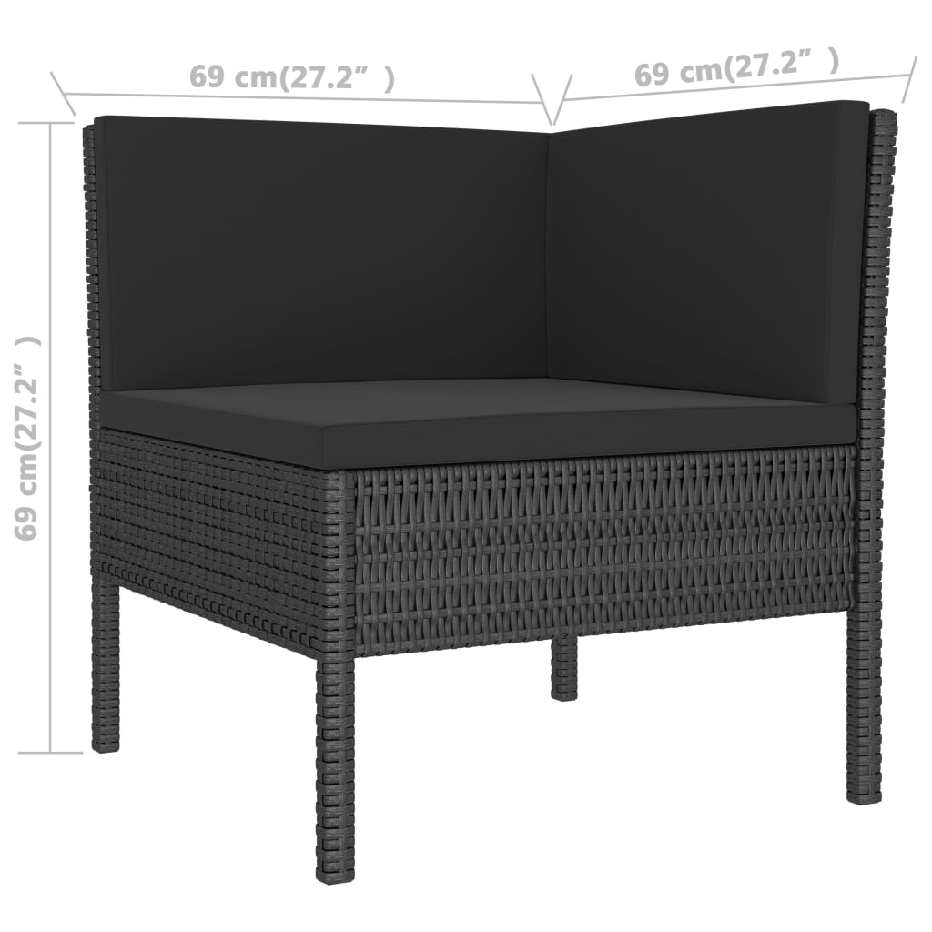 2-delige Loungeset met kussens poly rattan