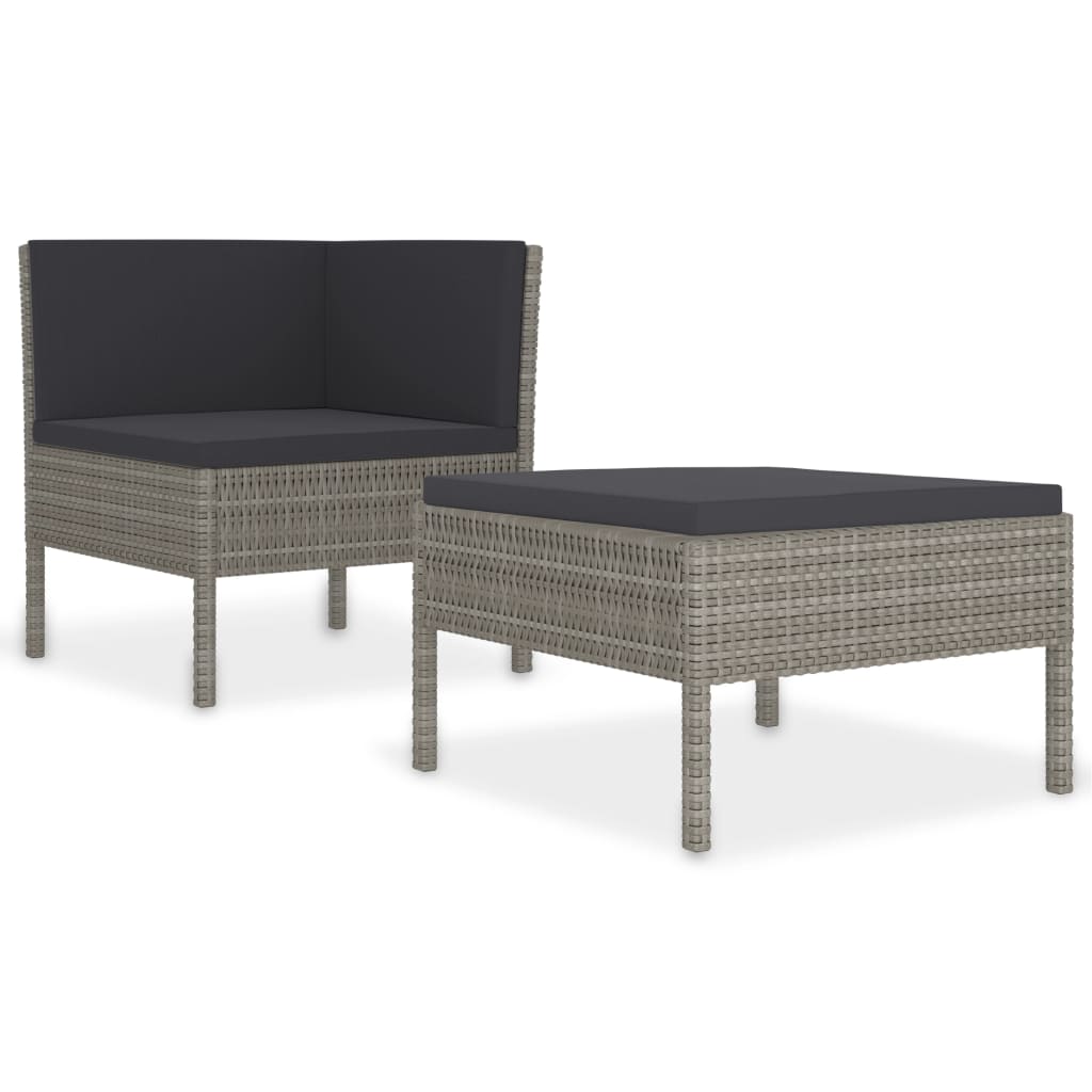 2-delige Loungeset met kussens poly rattan