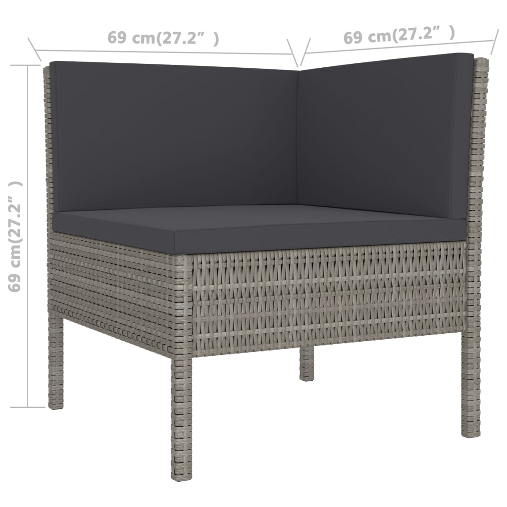 2-delige Loungeset met kussens poly rattan