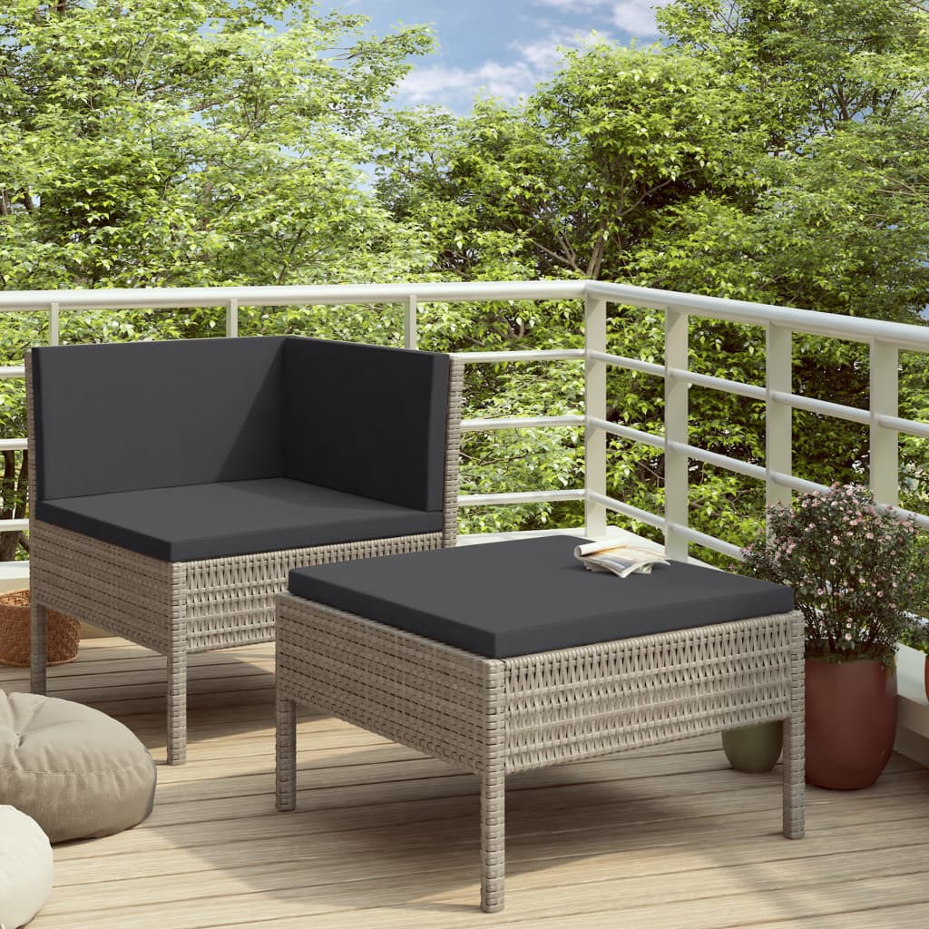 2-delige Loungeset met kussens poly rattan