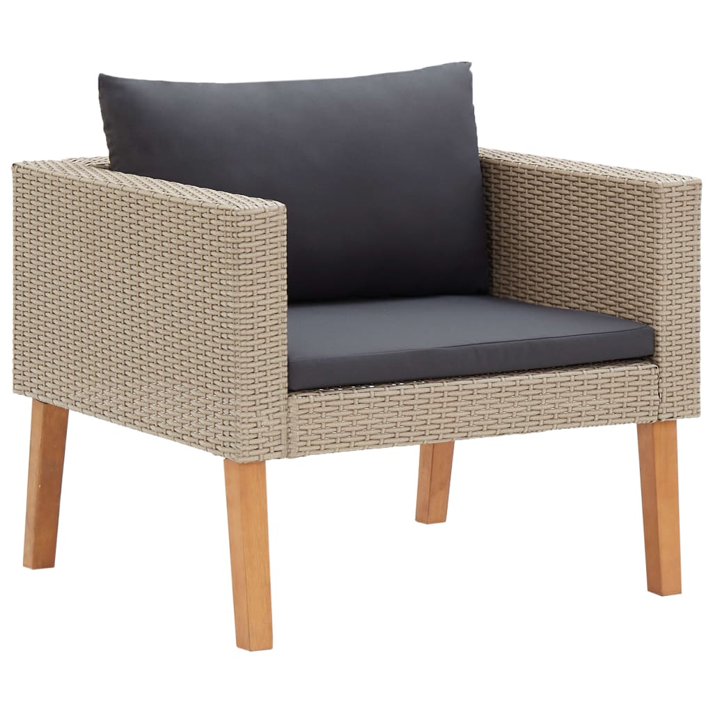 3-delige Loungeset met kussens poly rattan