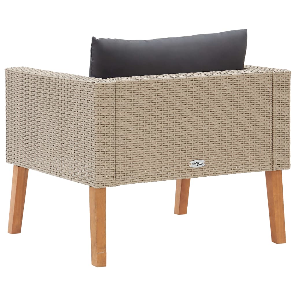 Tuinbank eenzits met kussens poly rattan