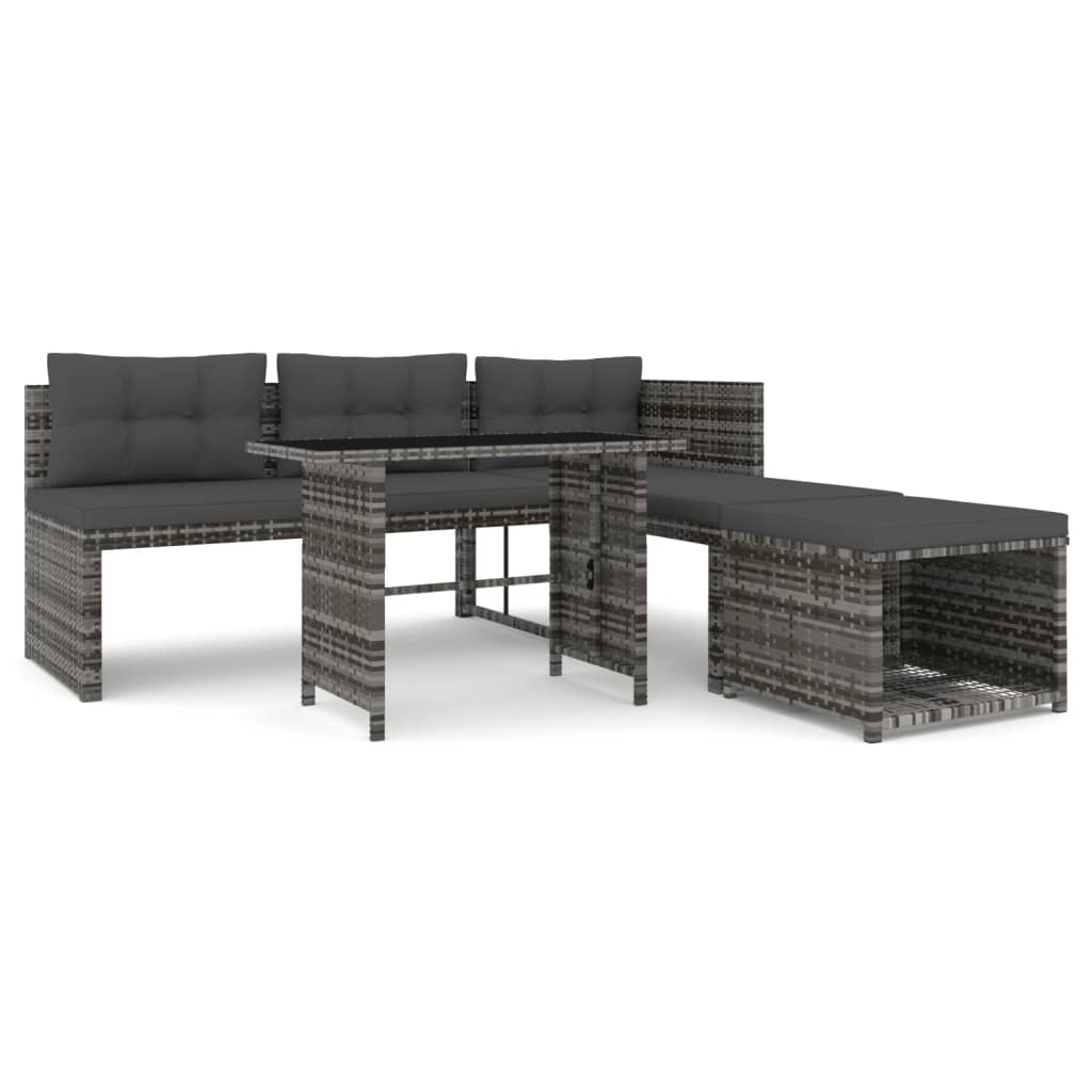 4-delige Loungeset poly rattan