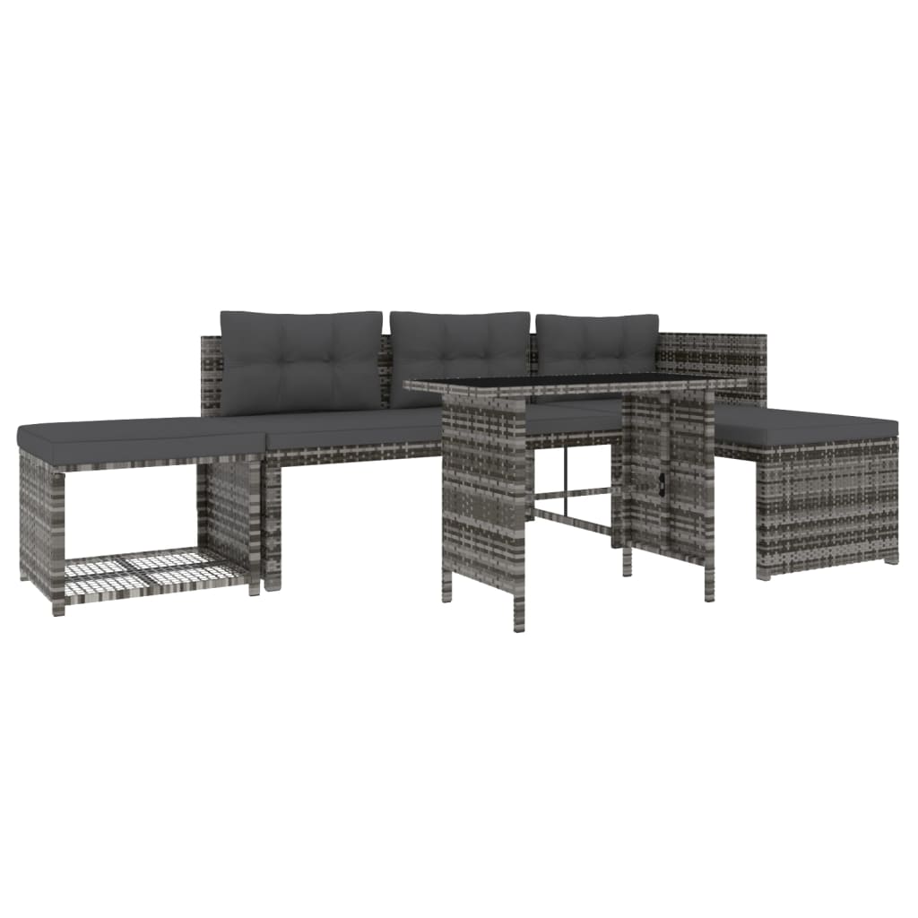 4-delige Loungeset poly rattan