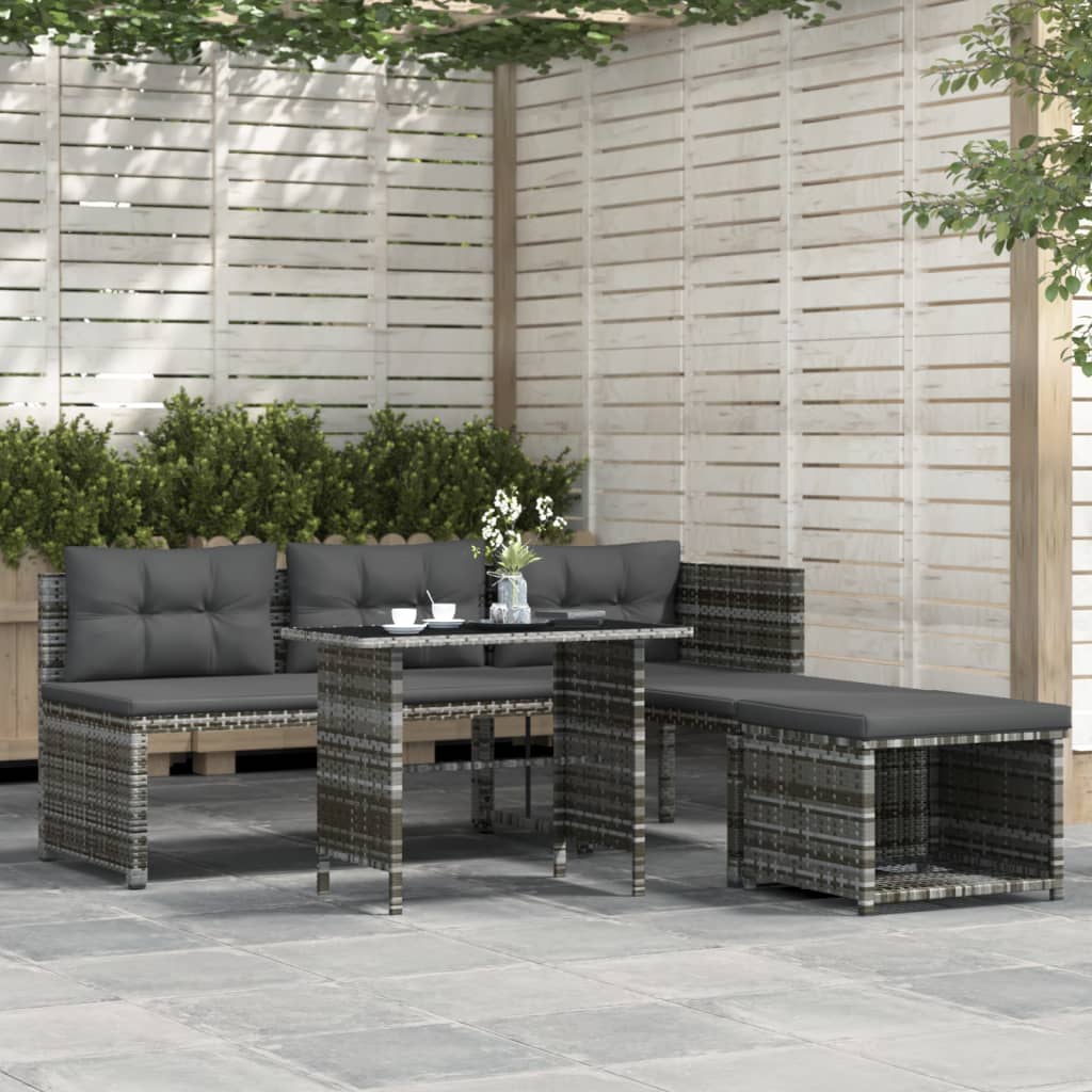 4-delige Loungeset poly rattan