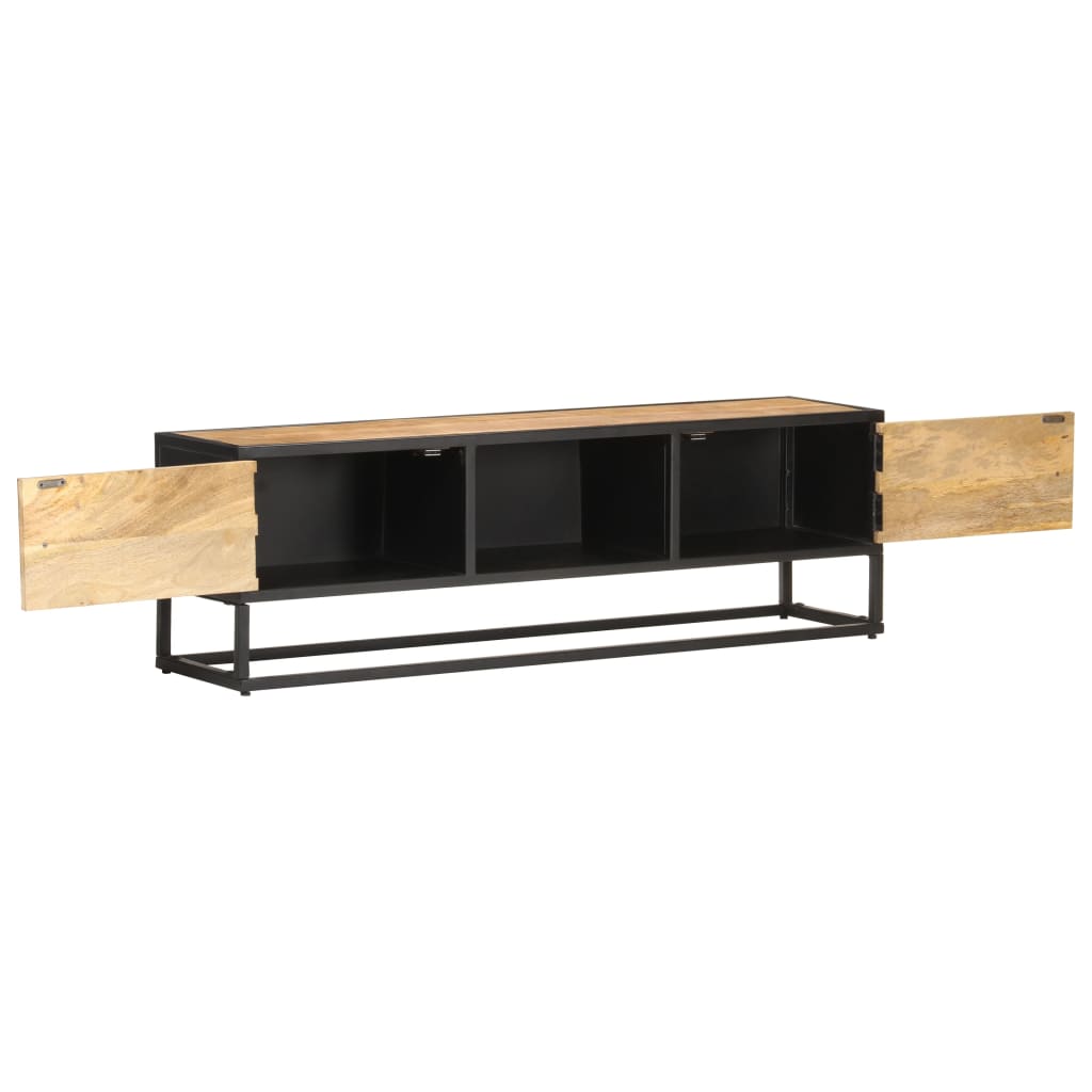 Tv-meubel met bewerkte deur 130x30x40 cm ruw mangohout