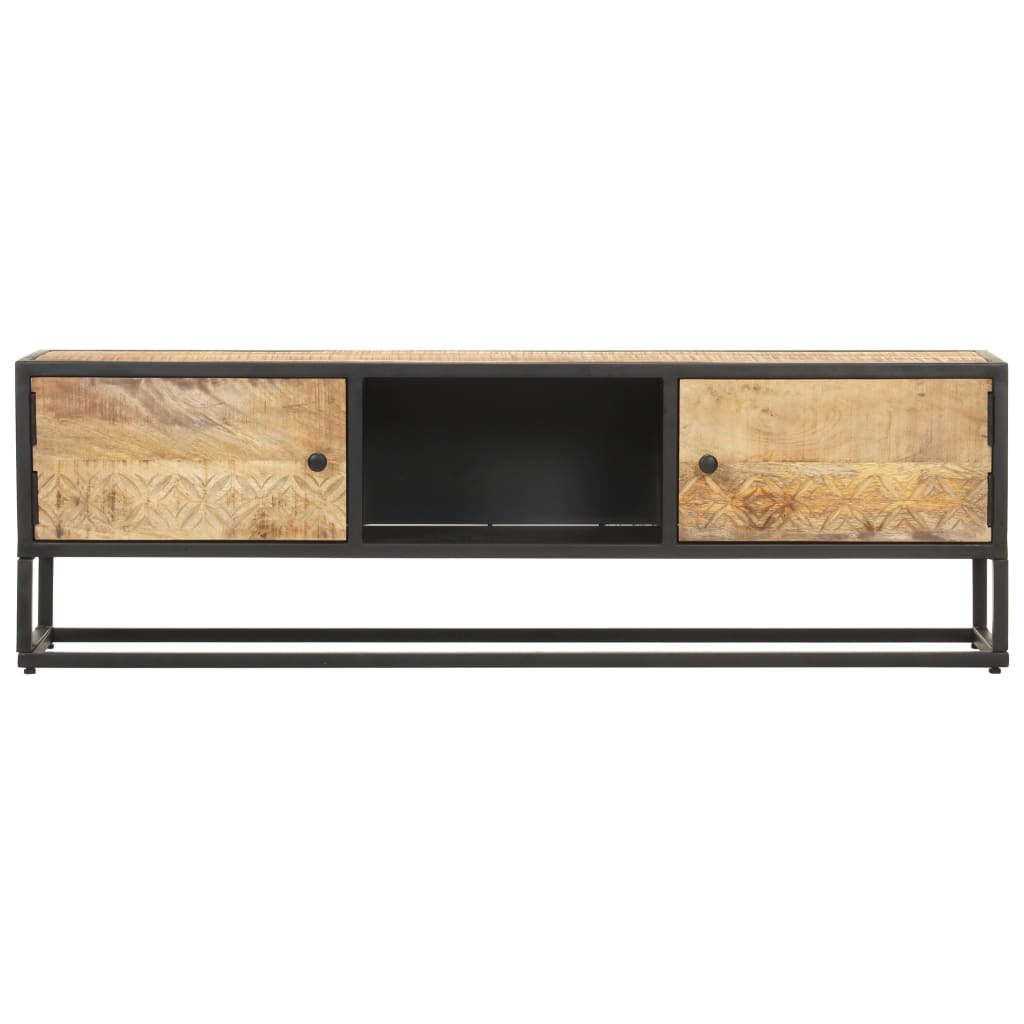 Tv-meubel met bewerkte deur 130x30x40 cm ruw mangohout