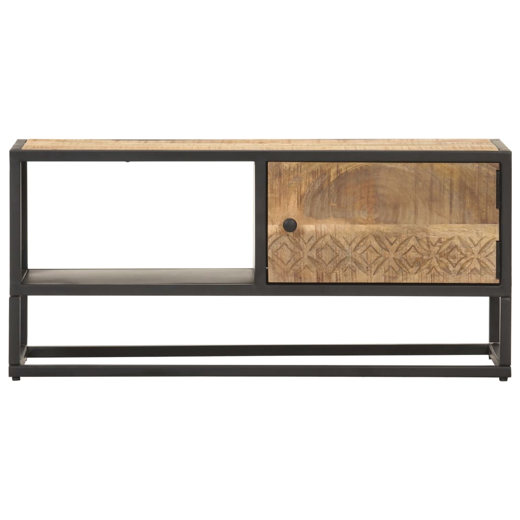 Tv-meubel met bewerkte deur 130x30x40 cm ruw mangohout