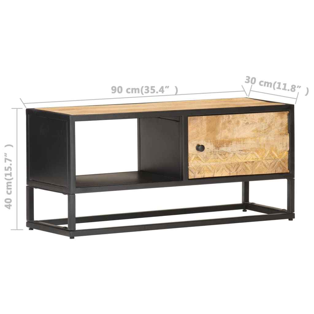 Tv-meubel met bewerkte deur 130x30x40 cm ruw mangohout