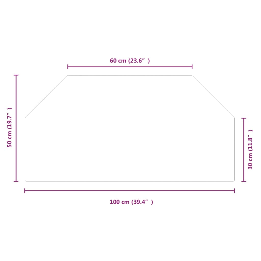 Glasplaat openhaard zeshoekig 80x50 cm