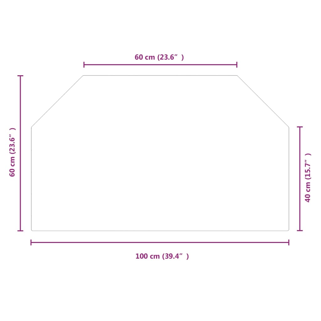 Glasplaat openhaard zeshoekig 80x50 cm