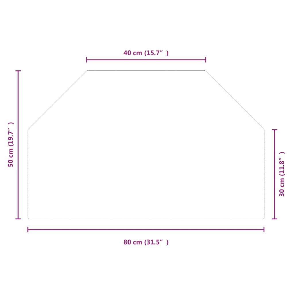 Glasplaat openhaard zeshoekig 100x60 cm