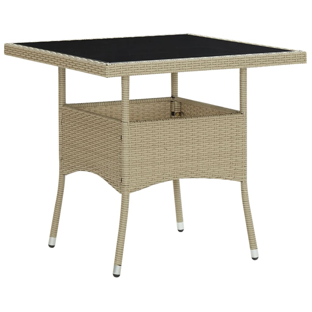 Tuintafel poly rattan en glas