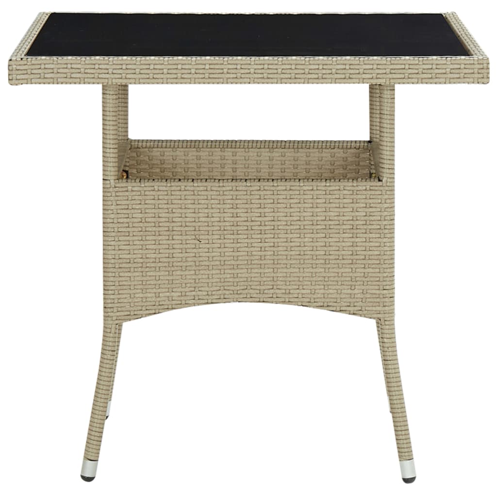 Tuintafel poly rattan en glas