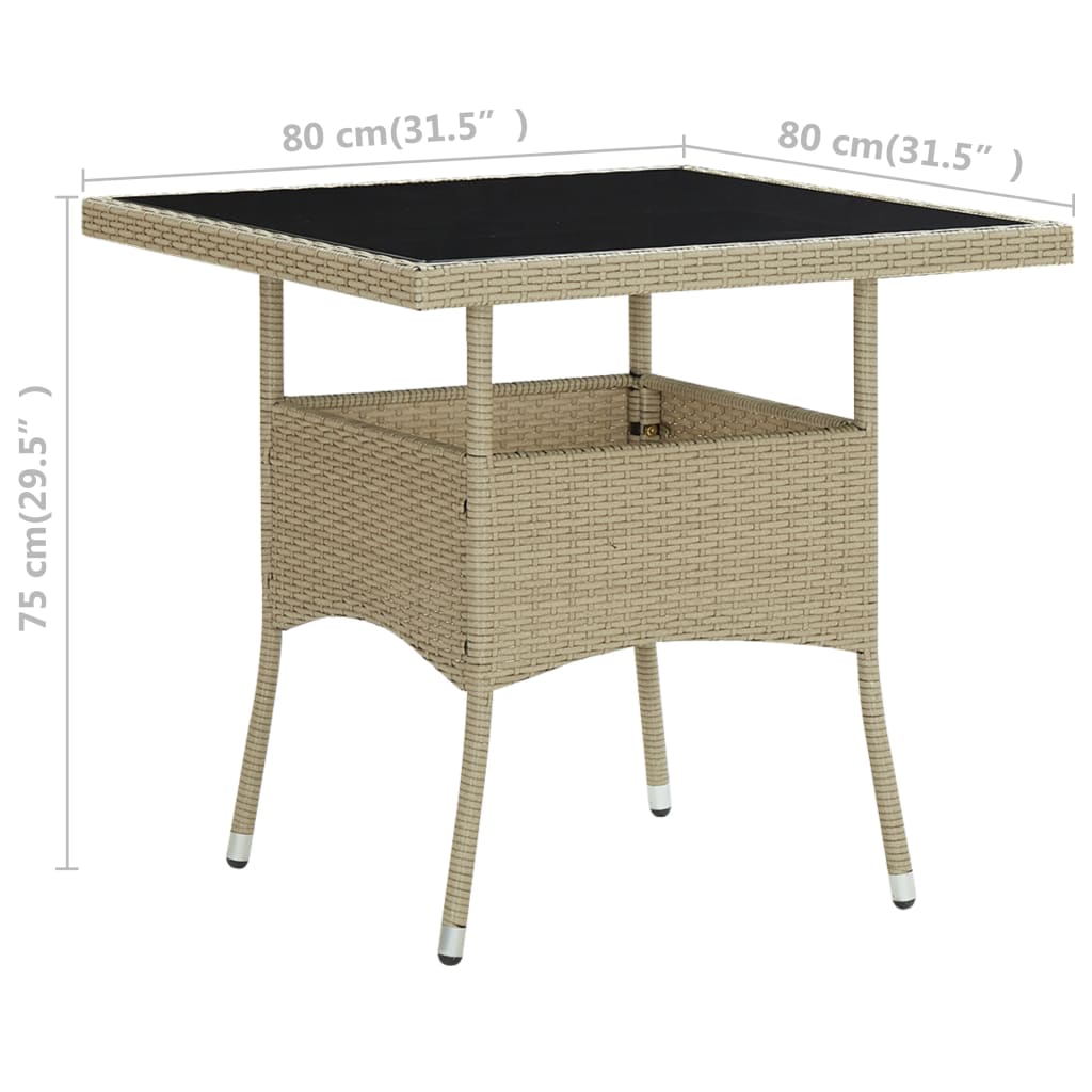 Tuintafel poly rattan en glas