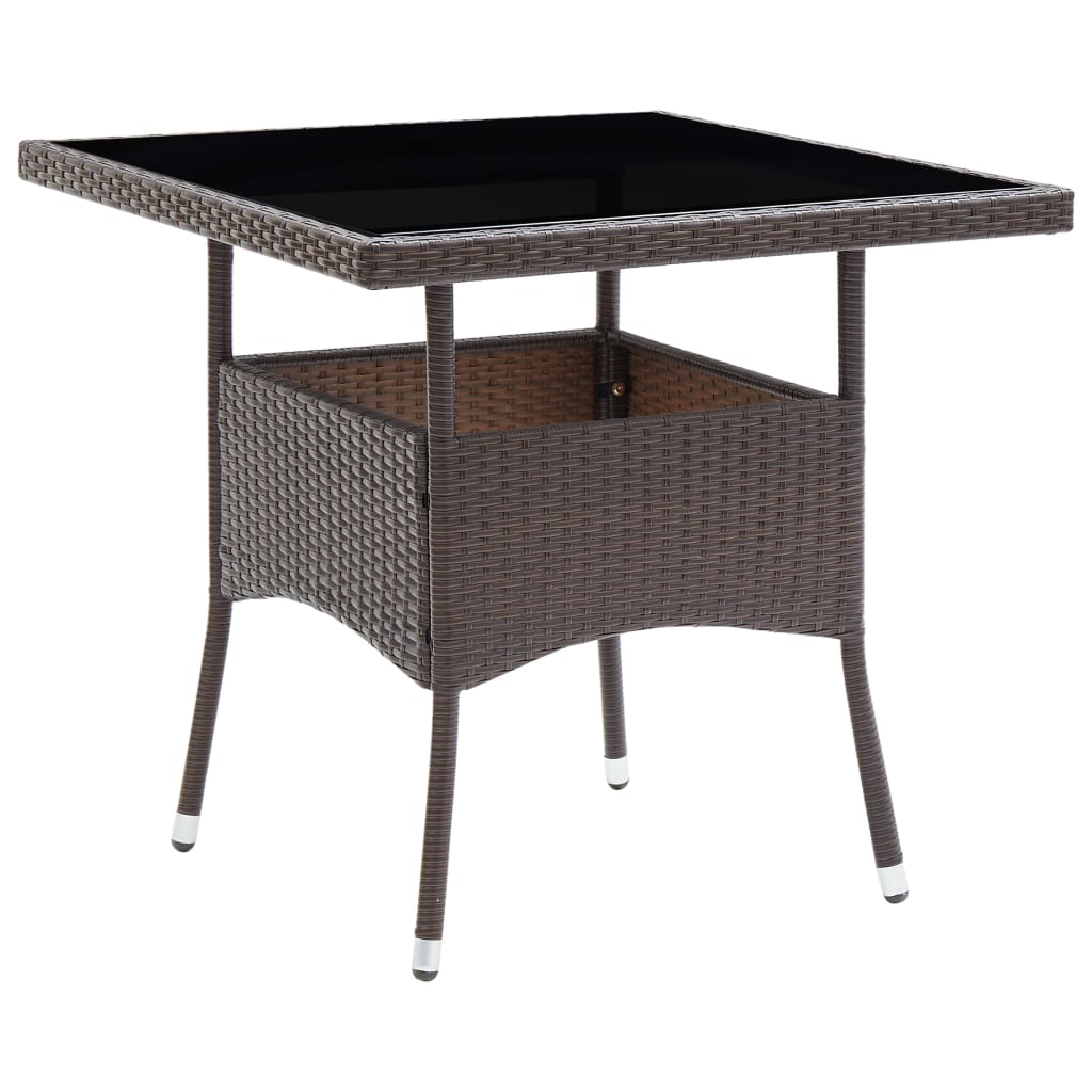 Tuintafel poly rattan en glas