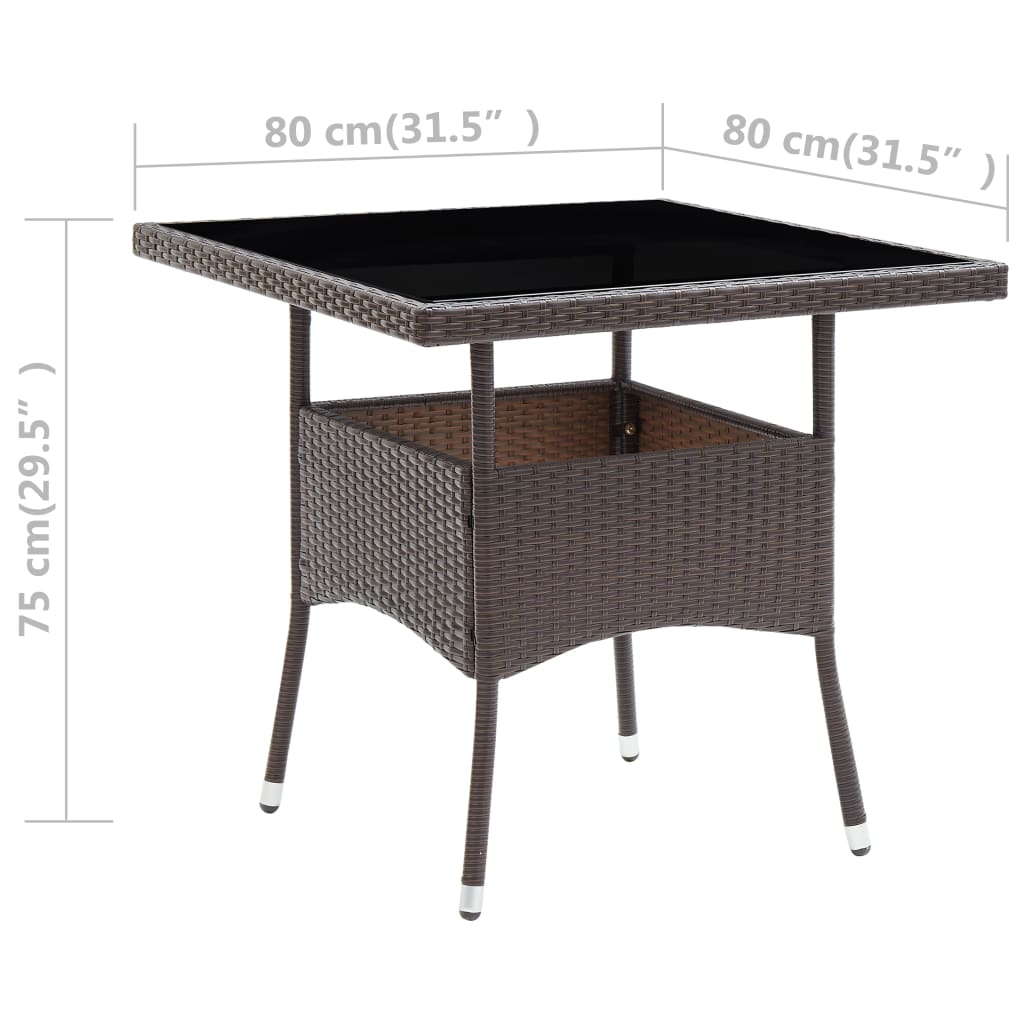 Tuintafel poly rattan en glas