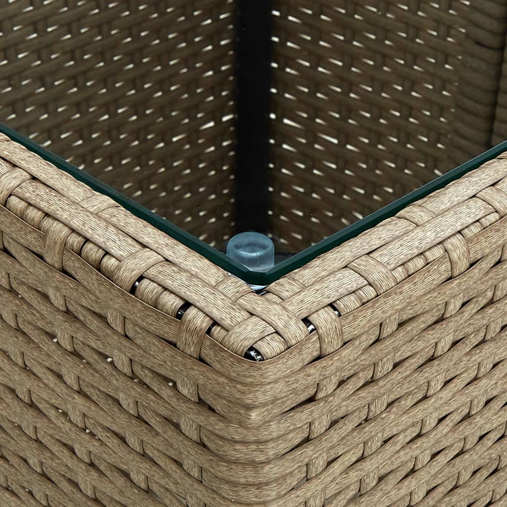 Theetafel 41,5x41,5x43 cm poly rattan massief acaciahout