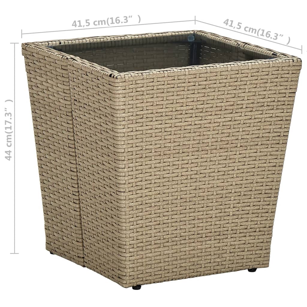 Theetafel 41,5x41,5x43 cm poly rattan massief acaciahout